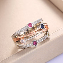 Load image into Gallery viewer, White/Yellow Blue/Rose Red CZ Shine Stone Ring
