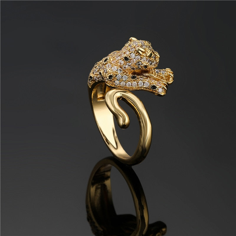 Mix Ring Cubic Zirconia Leopard Open Adjustable Ring