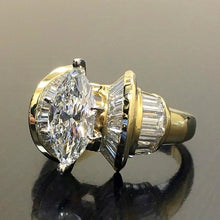 Carica l&#39;immagine nel visualizzatore di Gallery, Romantic Women Finger Gold Color Shiny Marquise CZ Ring
