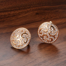 Carica l&#39;immagine nel visualizzatore di Gallery, Natural Zircon 585 Rose Gold Crystal Round Big Earrings For Women Jewelry
