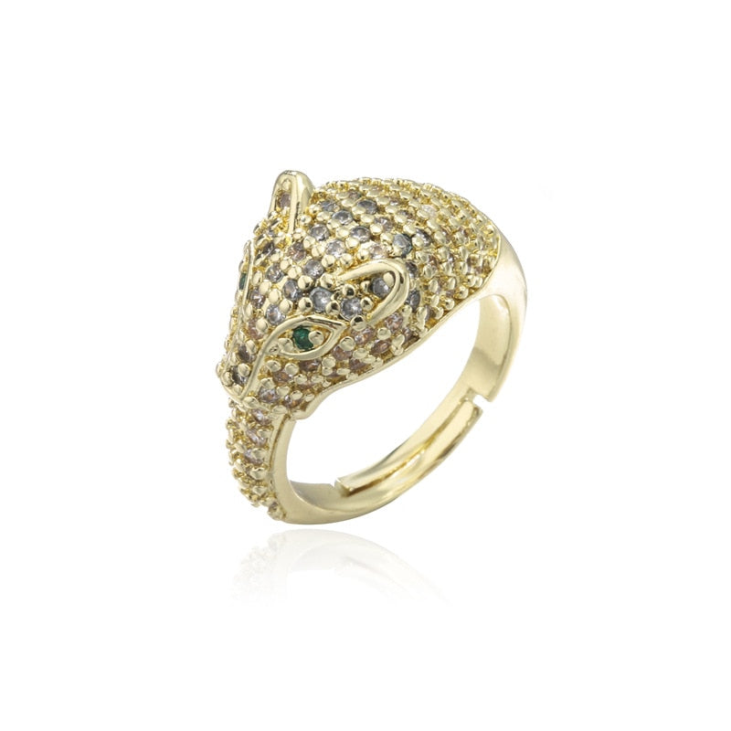 Mix Ring Cubic Zirconia Leopard Open Adjustable Ring