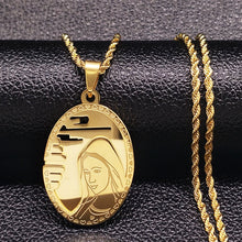Load image into Gallery viewer, The Virgin Mary Oval face Stainless Steel Long Necklace
