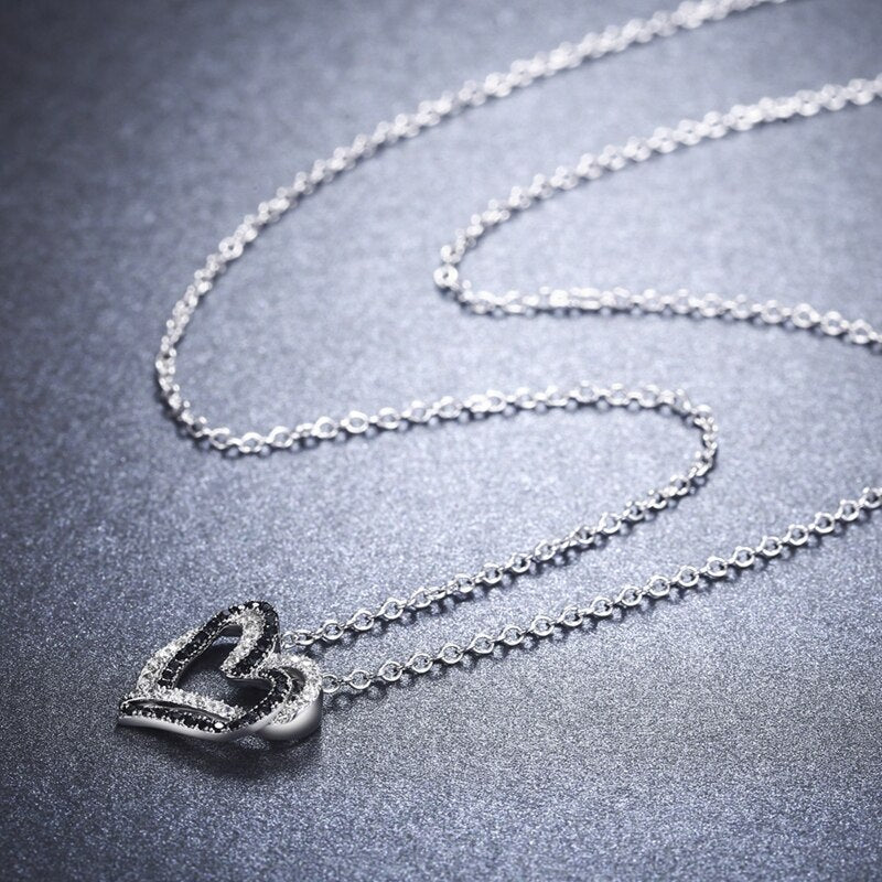 black silver heart Necklace Women Jewelry for woman