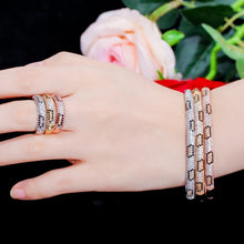Load image into Gallery viewer, CZ Stone Yellow Round Open Cuff Bracelets Jewelry Sets for Women
