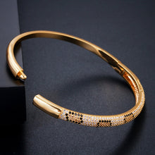 Carica l&#39;immagine nel visualizzatore di Gallery, CZ Stone Yellow Round Open Cuff Bracelets Jewelry Sets for Women
