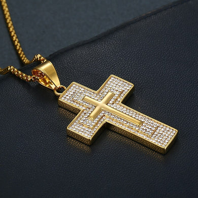 Large Cross Pendant Iced Out Shining zircon Cross Men Chain Necklace Jewelry