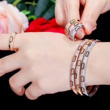 Lade das Bild in den Galerie-Viewer, CZ Stone Yellow Round Open Cuff Bracelets Jewelry Sets for Women
