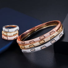 Charger l&#39;image dans la galerie, CZ Stone Yellow Round Open Cuff Bracelets Jewelry Sets for Women
