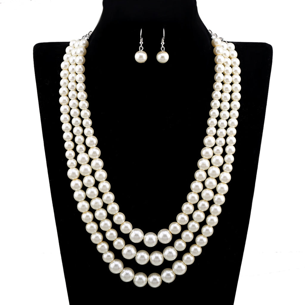 Exaggerated Stranded Beaded Pearls Jewelry Sets