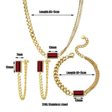 Load image into Gallery viewer, Stainless Steel Gold Baguette Stone Set Jewelry For Women
