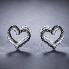 Charger l&#39;image dans la galerie, Black Romantic Silver Jewelry Natural Heart Stud Earrings for Women
