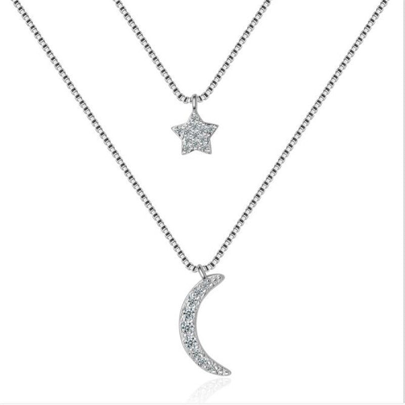 GiftsIMS 925 Sterling Silver Micro Zirconia Moon Star Jewelry Sets For Women - GiftsIMS