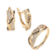 Load image into Gallery viewer, Lovely Black Natural Zircon Earrings Ring Sets For Women

