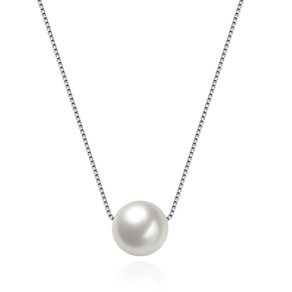 IMS 925 Sterling Silver Jewelry with 10mm Real Pearl Necklace for woman - GiftsIMS