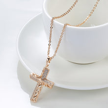 Load image into Gallery viewer, Cross 585 Rose Gold Micro Natural Zircon Necklaces For Women Jewelry

