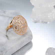 Carica l&#39;immagine nel visualizzatore di Gallery, Natural Zircon 585 Rose Gold Crystal Big Round Ring For Women Jewelry
