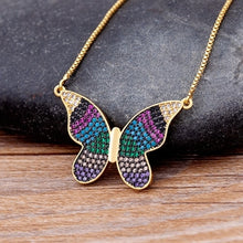Load image into Gallery viewer, color Butterfly Rhinestone Shining Statement Crystal Charm Choker Necklace for Woman

