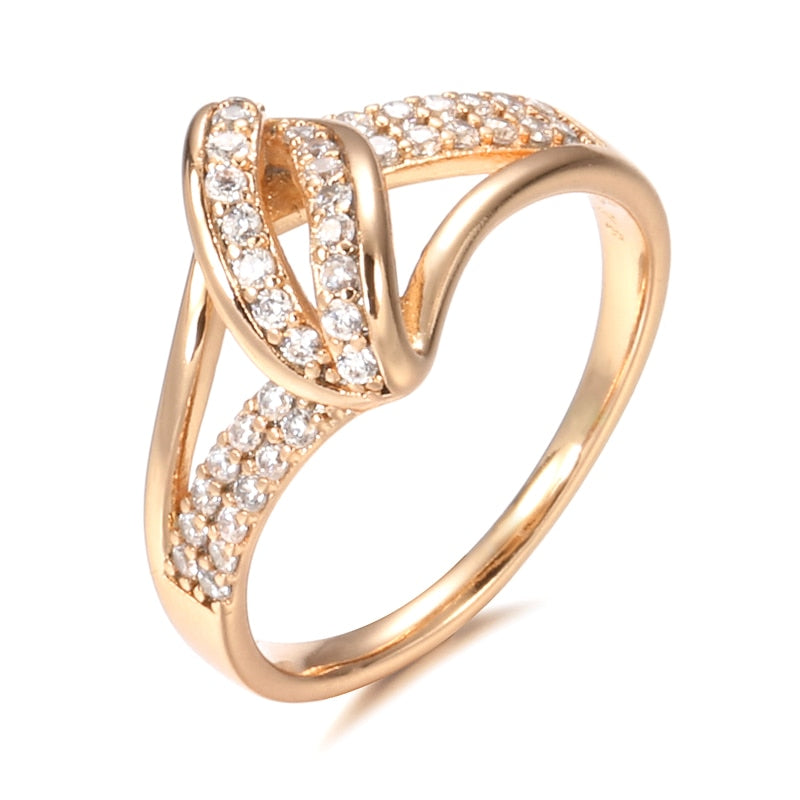 585 Rose Gold Cross Crystal Rings for Women
