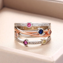 Load image into Gallery viewer, White/Yellow Blue/Rose Red CZ Shine Stone Ring
