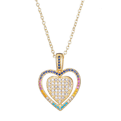 Heart Charm Necklace for Women Full Cubic Zirconia Crystal Jewelry