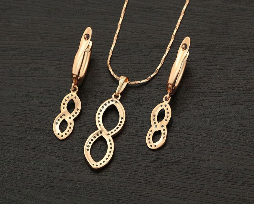Infinity Gold Color Charm Set Women Girl jewelry