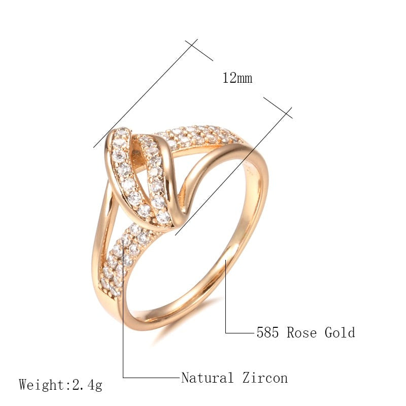 585 Rose Gold Cross Crystal Rings for Women