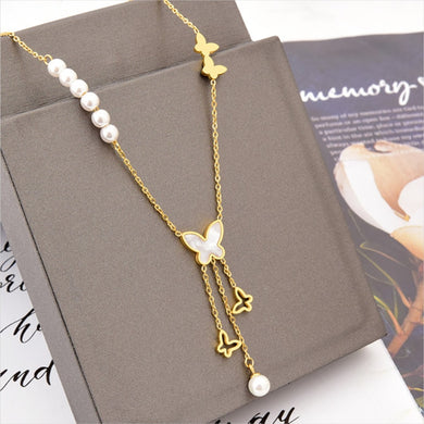 Pearl Butterfly Shell Tassel Necklaces