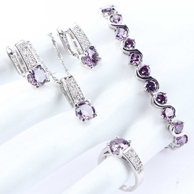 GIFTSIMS Purple Silver 925 Jewelry Sets