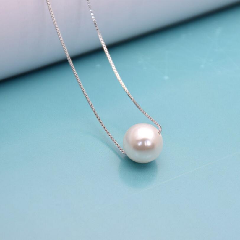 IMS 925 Sterling Silver Jewelry with 10mm Real Pearl Necklace for woman - GiftsIMS