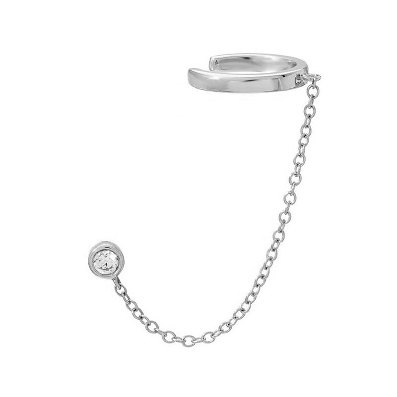 1pcs 100% 925 Fine Silver Delicate Dainty Chain Earring for Women