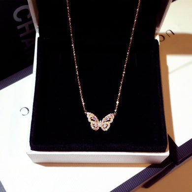 Zirconia Butterfly Necklace Charm Bling Jewelry