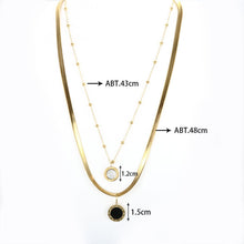 Load image into Gallery viewer, Women Layered Chains With Black White Shell Roman Numerals Necklace
