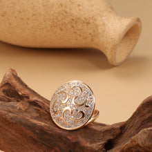 Cargar imagen en el visor de la galería, Natural Zircon 585 Rose Gold Crystal Big Round Ring For Women Jewelry
