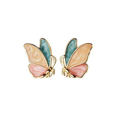 925 Silver Sweet Color Butterfly Stud Earrings