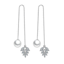 Load image into Gallery viewer, Silver S925 Stamp Elegant Zircon Leaf Pearl Drop Earrings For Women Luxury Jewelry
