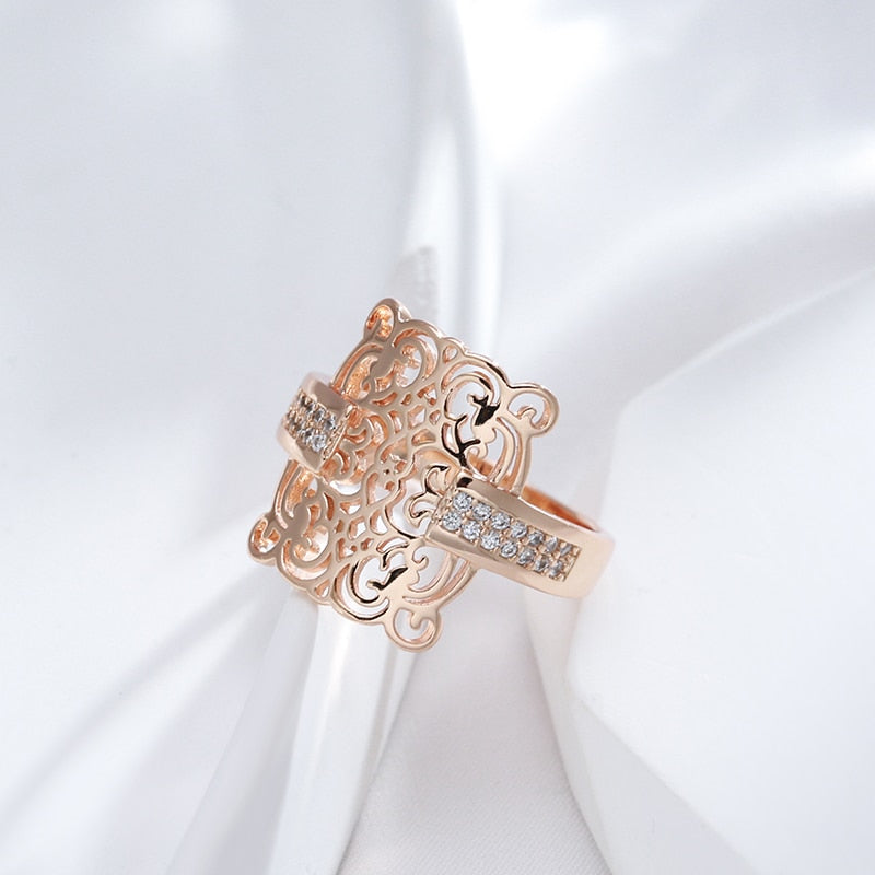 Trend 585 Rose Gold Color Square Big Ring for Women Ring Jewelry