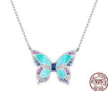 Carica l&#39;immagine nel visualizzatore di Gallery, 925 Sterling Silver Colorful Butterfly Pendant Necklace for Women Fine Jewelry

