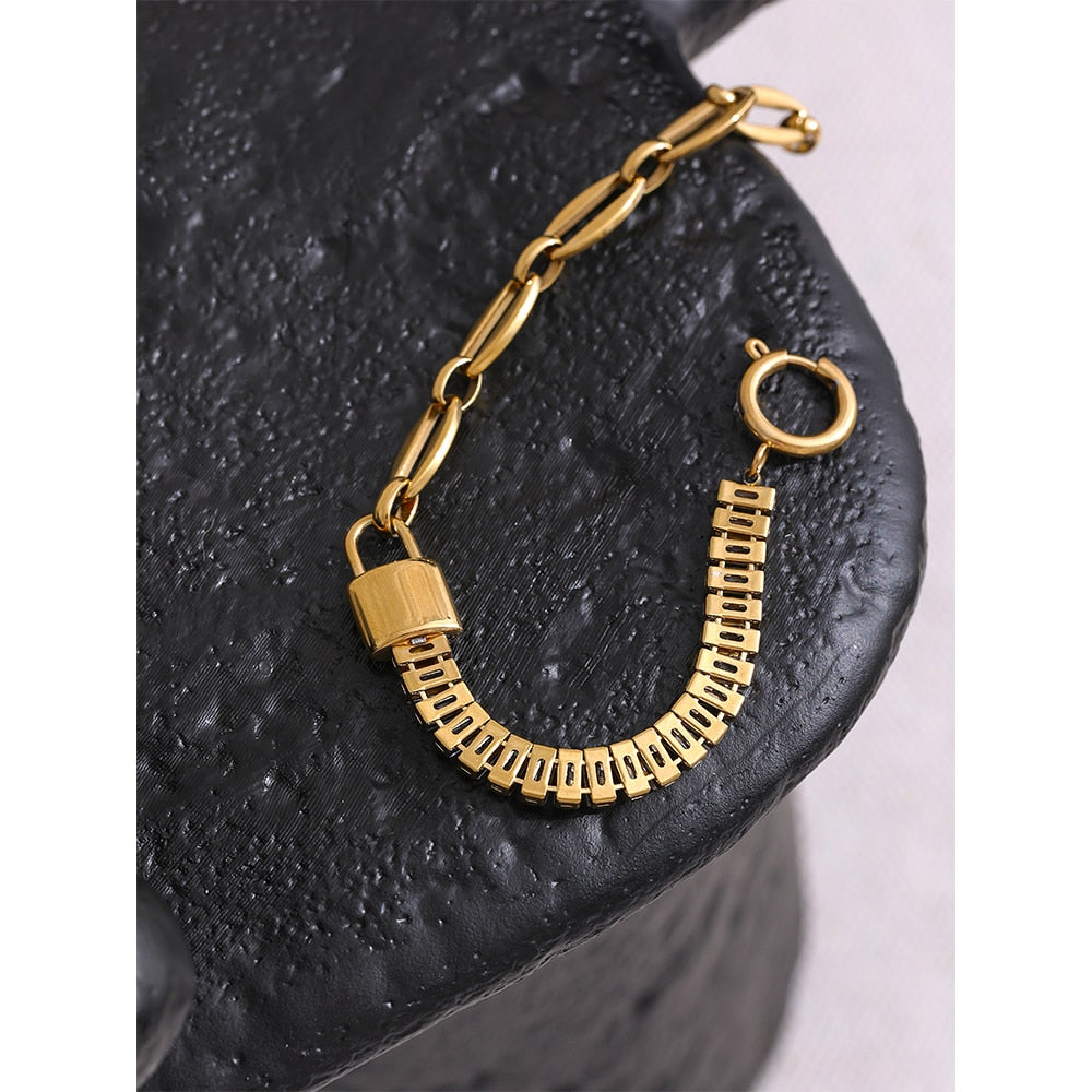 Metal Lock Chain Bling Bracelet Bangle Stylish Jewelry