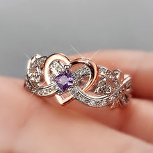 Load image into Gallery viewer, Heart Rings with Romantic Rose Rings
