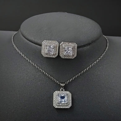 Princess Cut Zircon Silver Dubai Jewelry Set