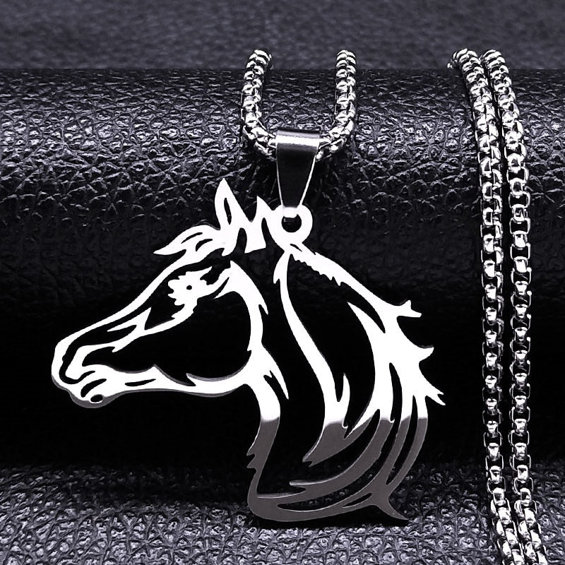 Horse Head Pendant Necklace for Women