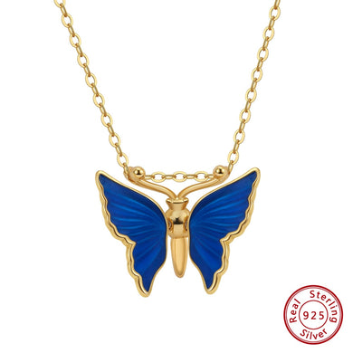 925 Sterling Silver Movable Wing Butterfly Necklace for Women Jewelry