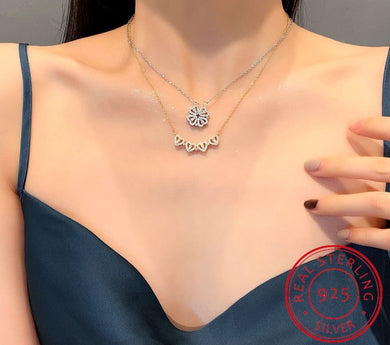 925 Sterling Silver Clover Necklace Four Leaf Heart Shape Pendant Necklace For Women