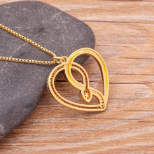 Load image into Gallery viewer, Snake Shape Fashion Double Heart Pendant Necklace for Women
