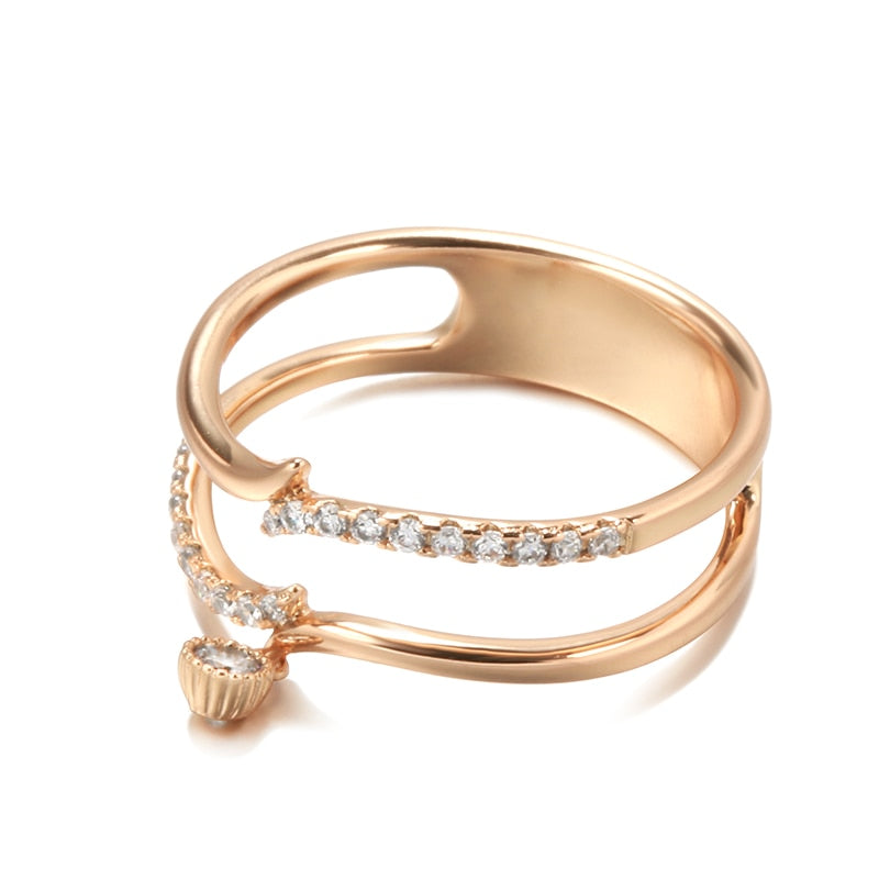 Double Layer 585 Rose Gold Ring For Women