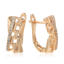 Lade das Bild in den Galerie-Viewer, Innovative 585 Rose Gold Luxury Geometry Cutout Natural Zircon Earrings Jewelry
