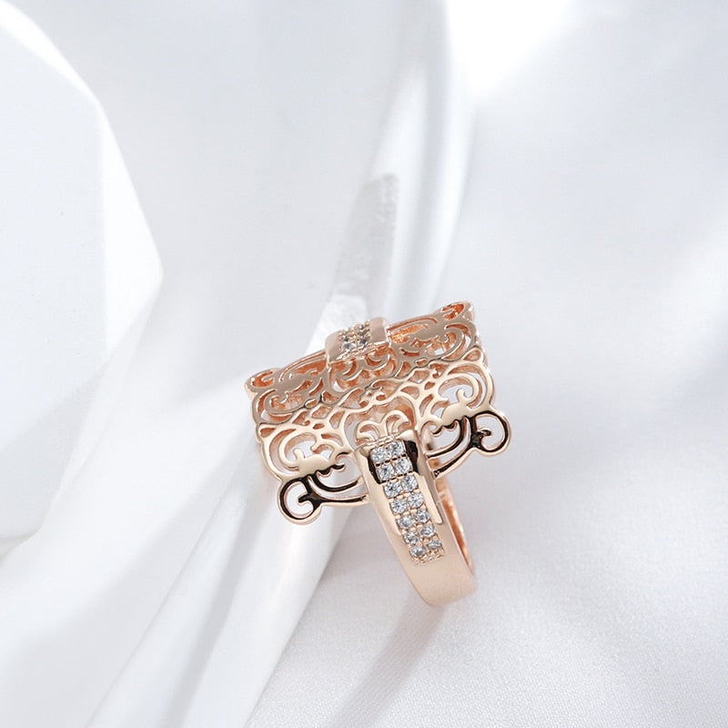 Trend 585 Rose Gold Color Square Big Ring for Women Ring Jewelry