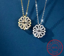 Charger l&#39;image dans la galerie, 925 Sterling Silver Clover Necklace Four Leaf Heart Shape Pendant Necklace For Women
