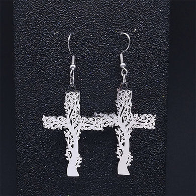 Tree Of Life Cross Pendant Earring