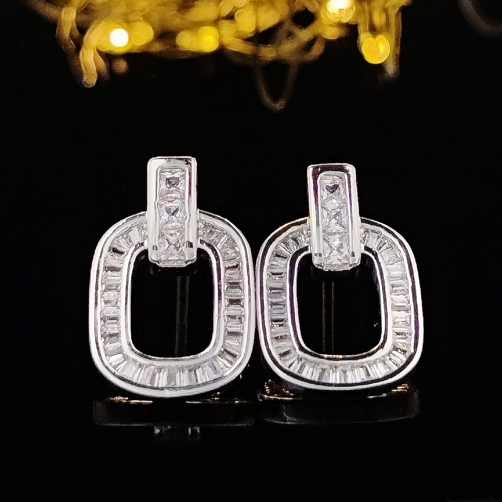 Rectangle silver bride Jewelry Sets for Women